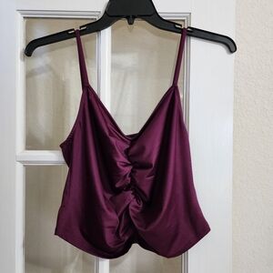 Forever 21 Plus 1X Ruched Cami Burgundy Stretch Going Out Top